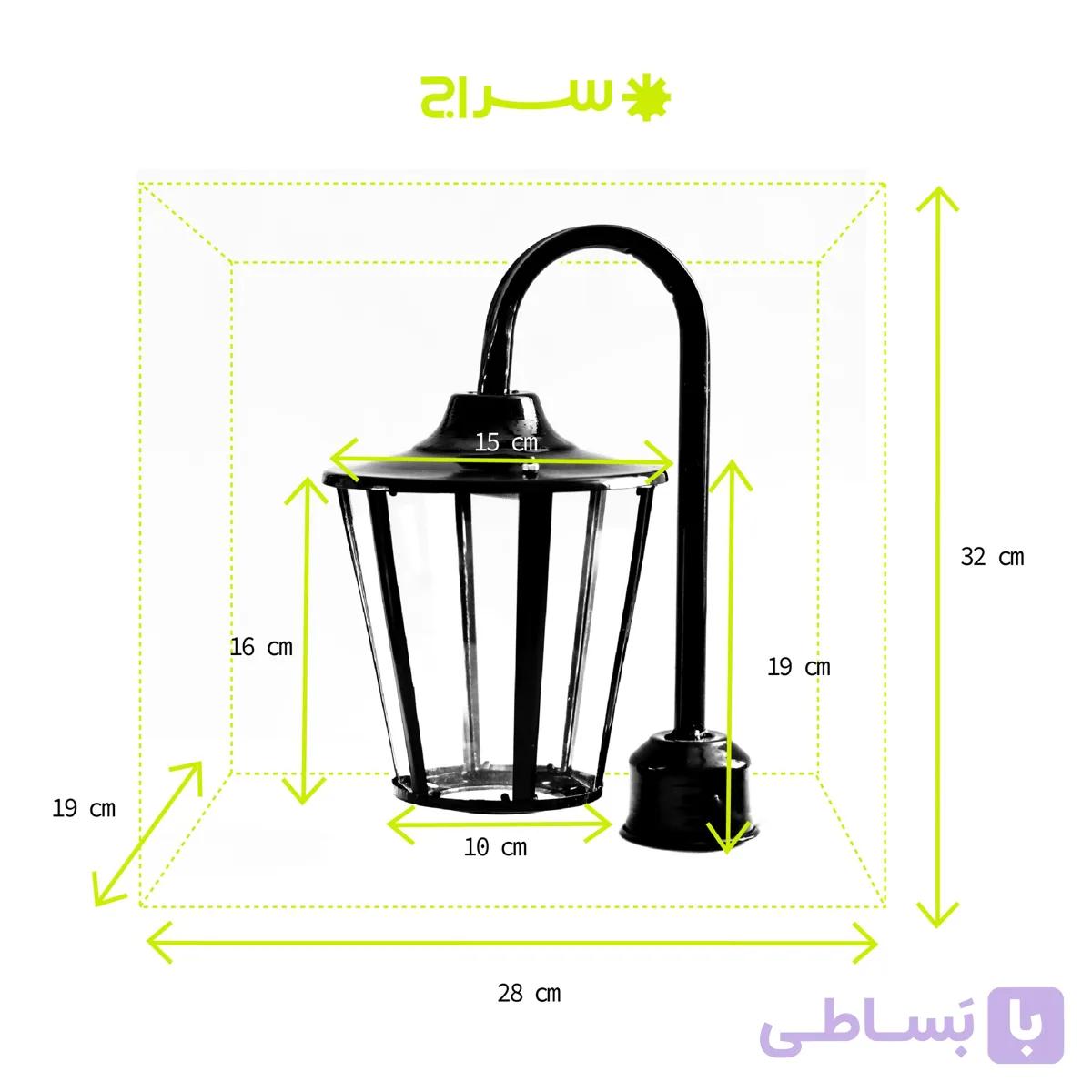 چراغ سرلوله حیاطی و پارکی فلزی مدل P-1SH — تصویر 1