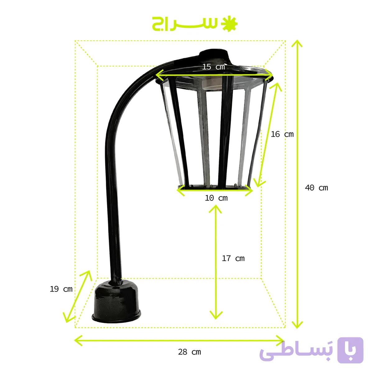 چراغ حیاطی و پارکی سرلوله فلزی مدل P-1JH — تصویر 1