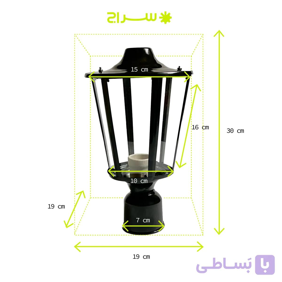چراغ حیاطی و پارکی سرلوله کلاسیک فلزی مدل P-1TH — تصویر 1