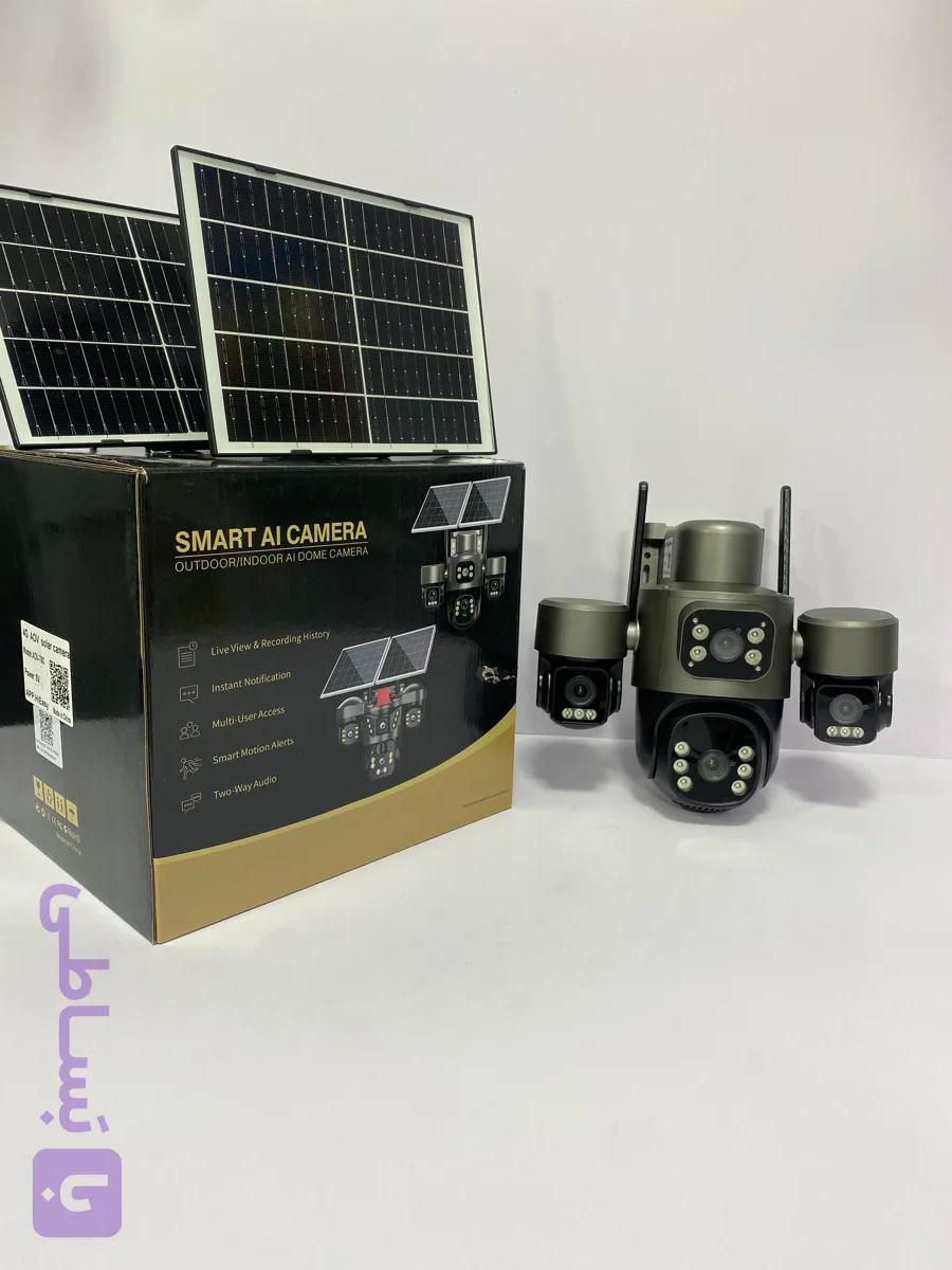 دوربین خورشیدی 4G مدل AOV-760 | سه‌چشمی + دو پنل خورشیدی + بدون نیاز به برق و وای‌فای