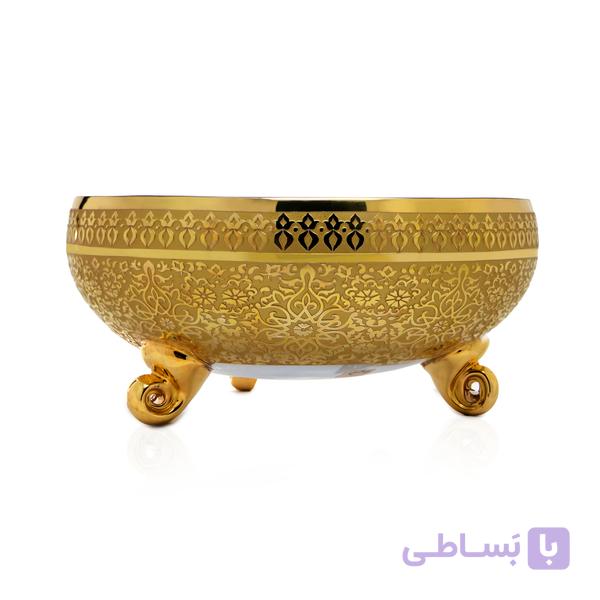 کاسه آجیل خوری پرتقالی سه پایه 255 طرح رومنس کرم