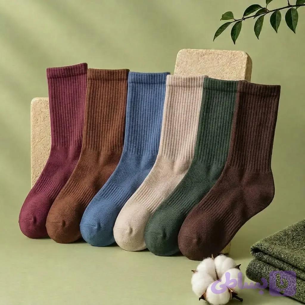 جوراب ساق دار کبریتی نخی ساده پاییزی با رنگ بندی (زنانه و مردانه)