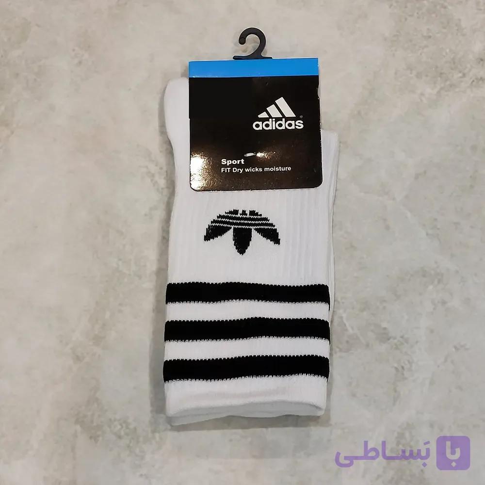جوراب ساقدار اسپرت طرح سه خط | کش انگلیسی نخ پنبه — تصویر 1