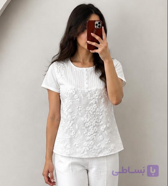 شومیز زنانه دانتل دار نقش برجسته