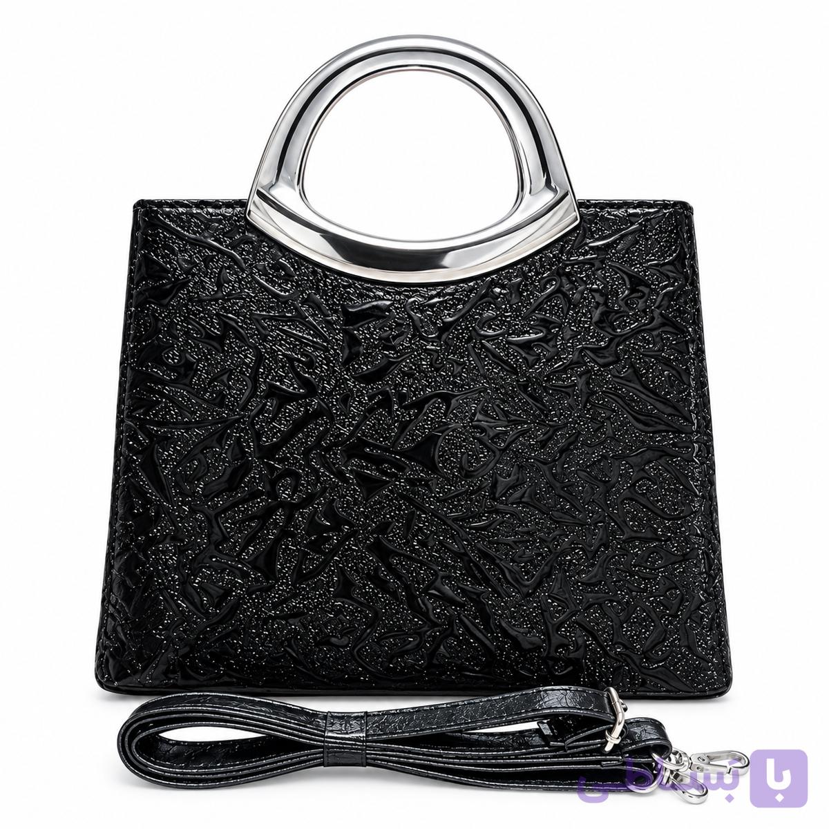 کیف دستی و دوشی زنانه ورنی طرح (برگ) – Dior مشکی براق