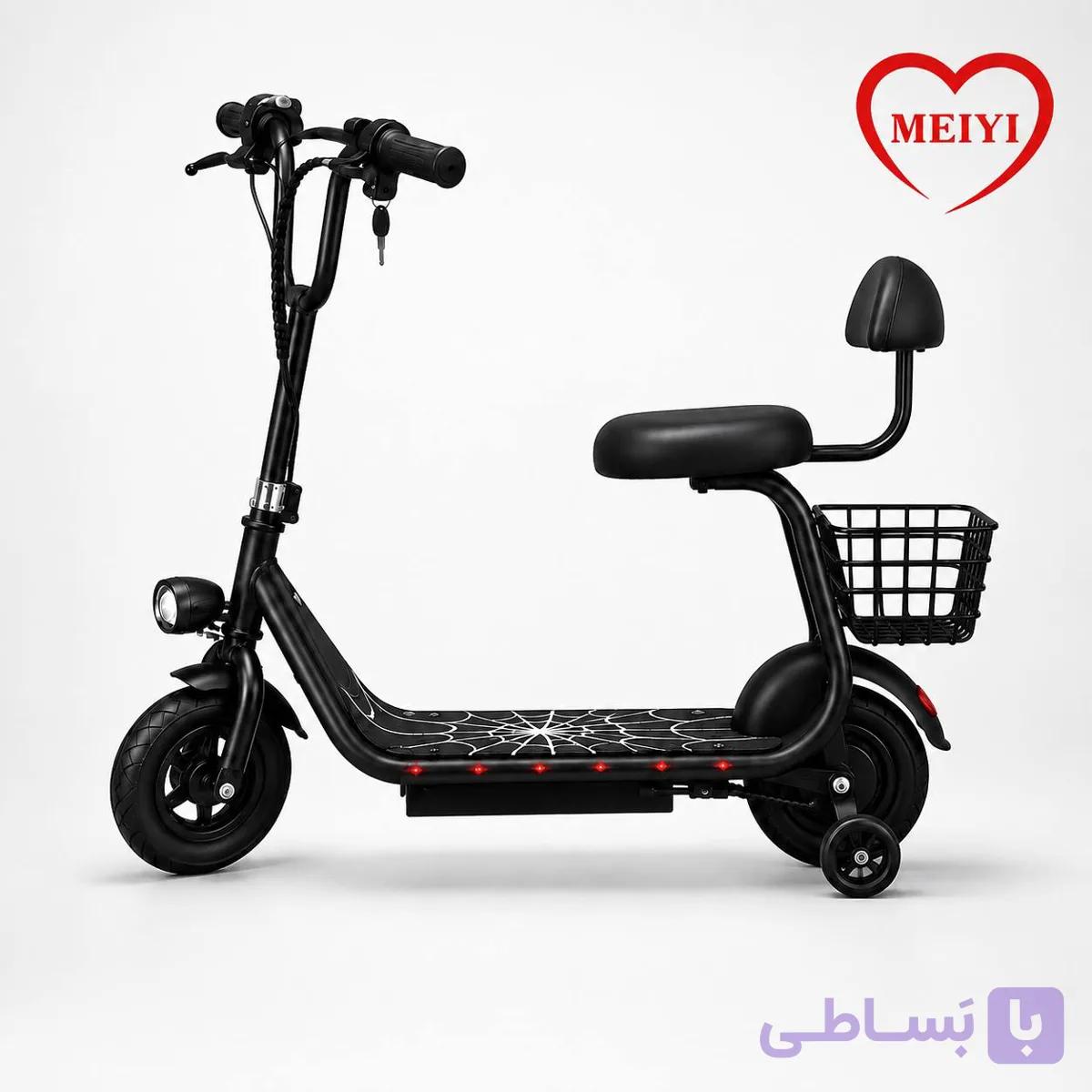 اسکوتر برقی دسته دار مینی برند MEIYI KP-XXH | خرید اسکوتر برقی با صندلی و سبد — تصویر 1