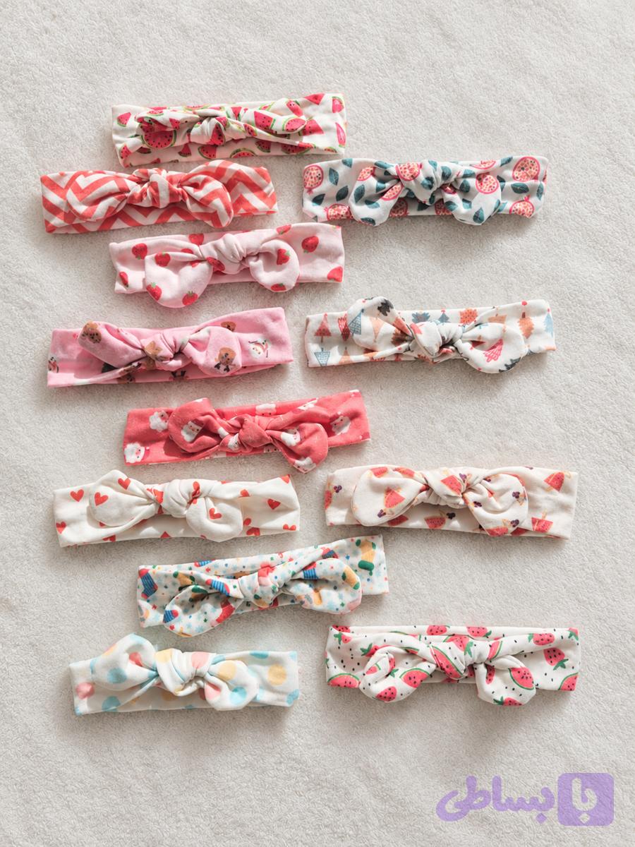 هدبند گره ای نوزادی طرح دار تمام پنبه