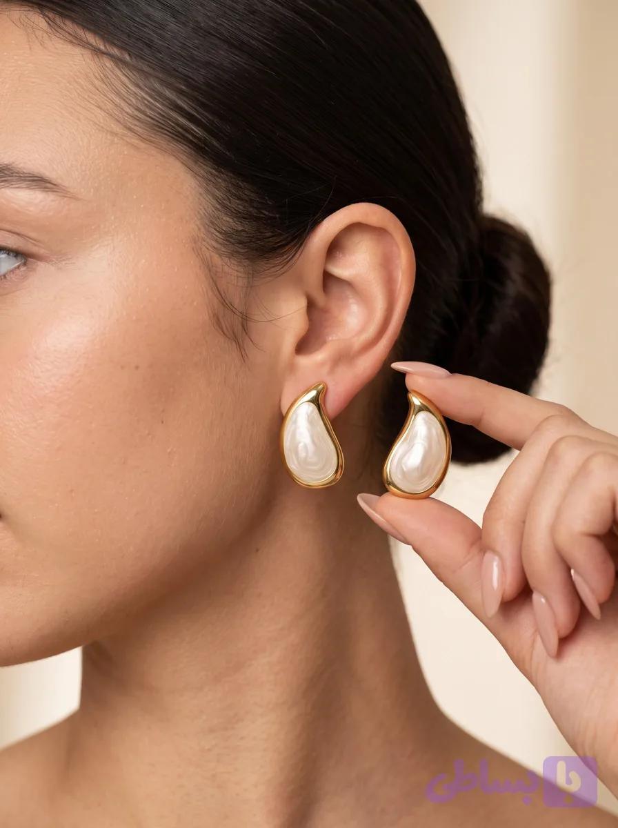 گوشواره صدف قطره‌ای