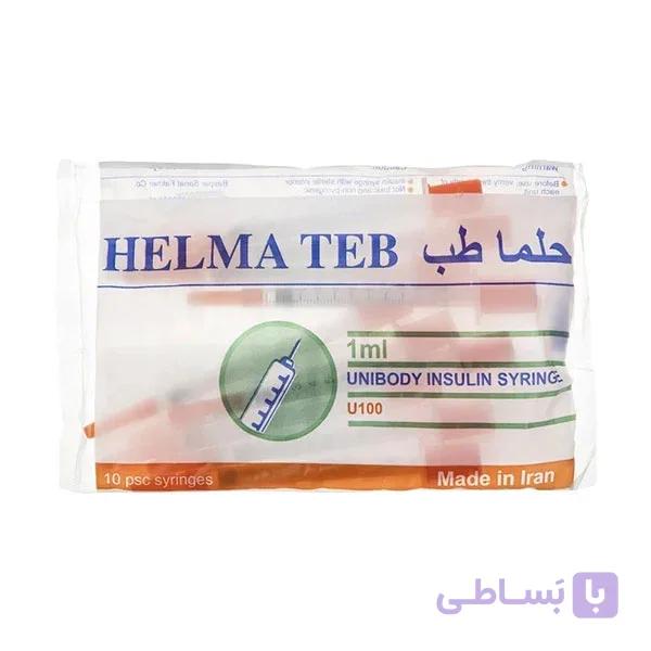 سرنگ انسولین یکپارچه یک میل حلما طب بسته 10 عددی