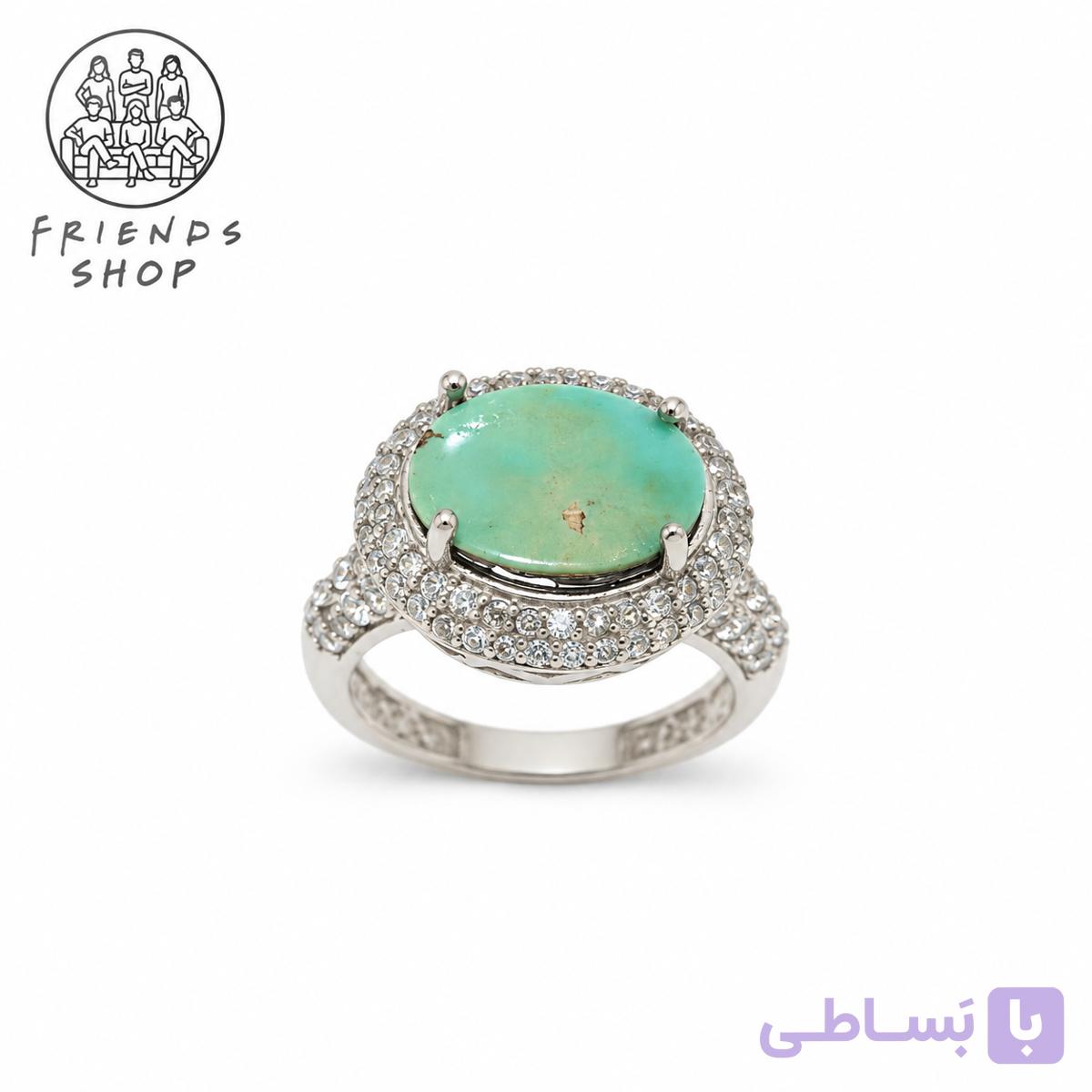انگشتر رنگ ثابت زنانه نگین فیروزه نیشابور طبیعی کد 1014 — تصویر 1