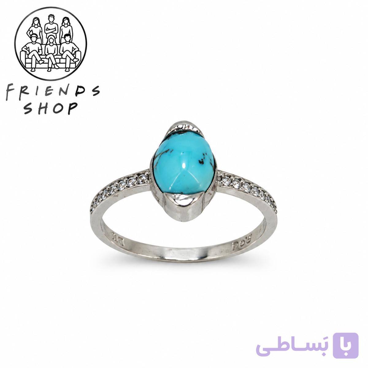 انگشتر رنگ ثابت زنانه نگین فیروزه نیشابور کد 1017 — تصویر 1