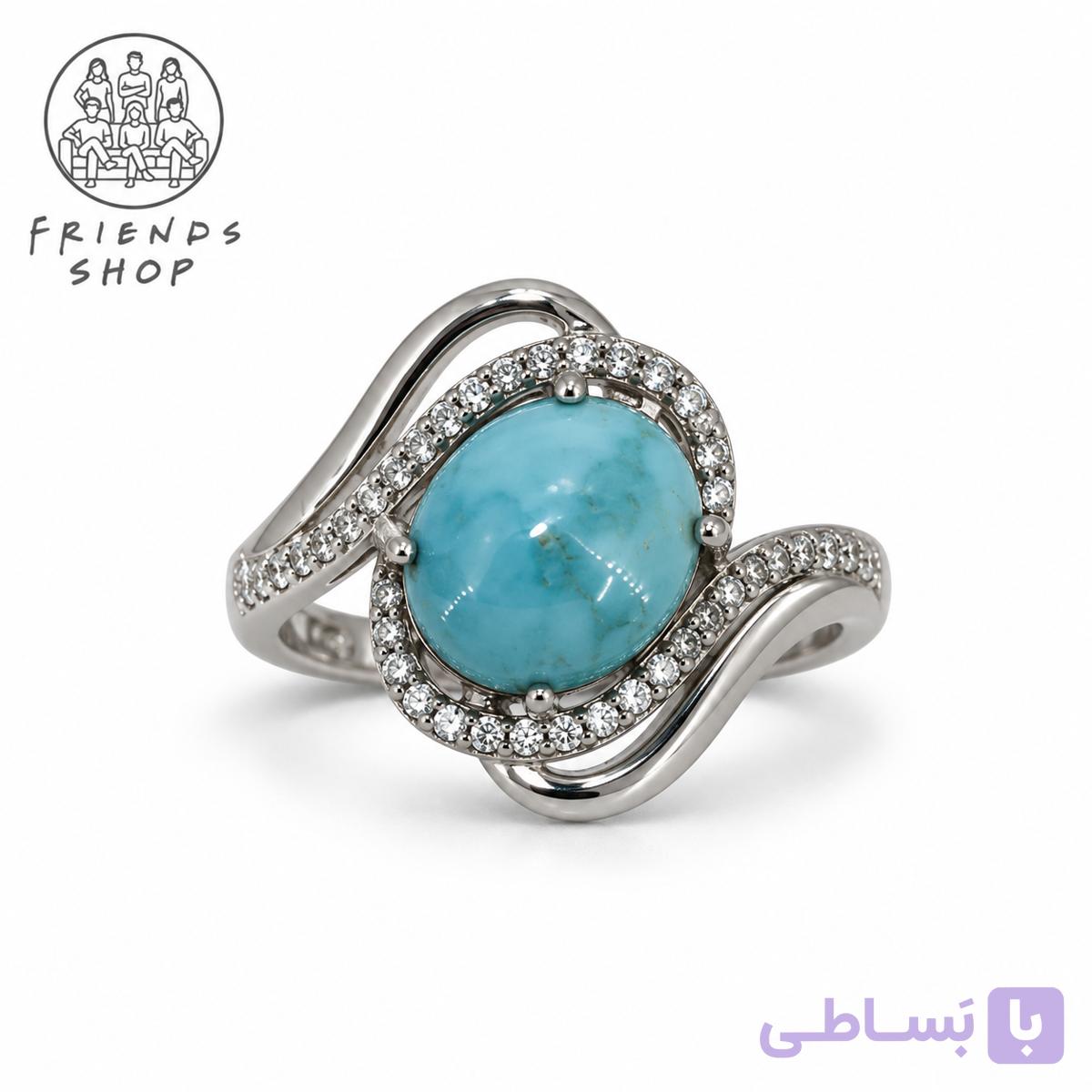 انگشتر رنگ ثابت زنانه نگین فیروزه نیشابور طبیعی کد 1018 — تصویر 1