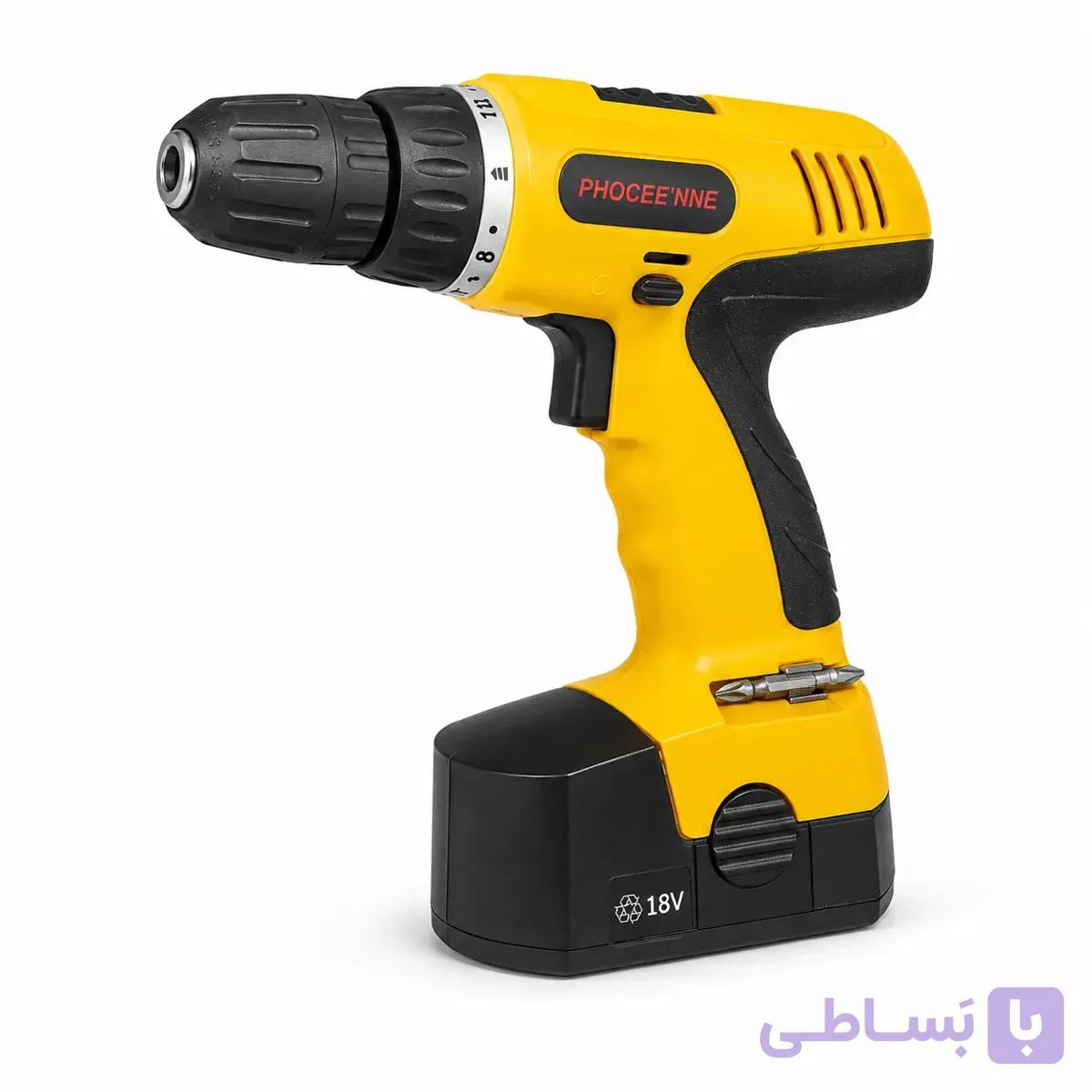 دریل پیچ‌گوشتی شارژی PHOCEE’NNE 18 ولت همراه کیف و متعلقات (451) — تصویر 1
