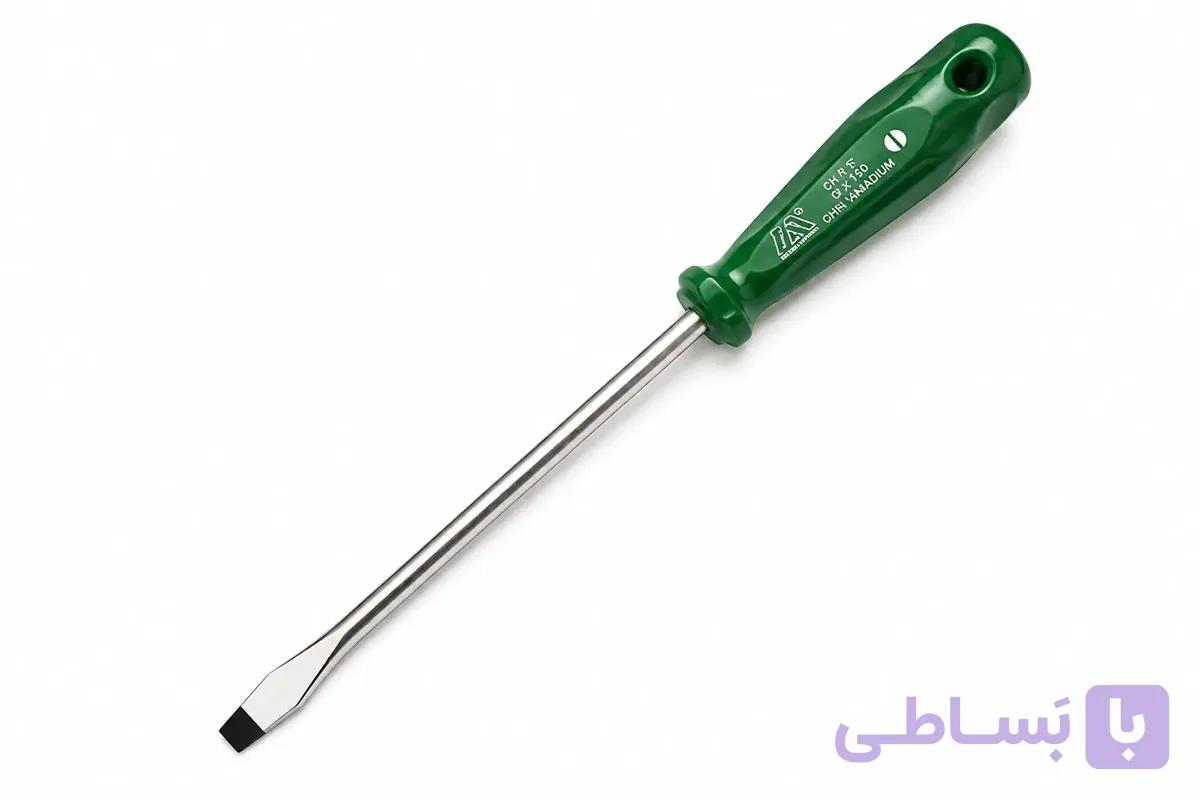 پیچ گوشتی دوسو 6×150 کروم وانادیوم دسته سبز | پیچ گوشتی تخت