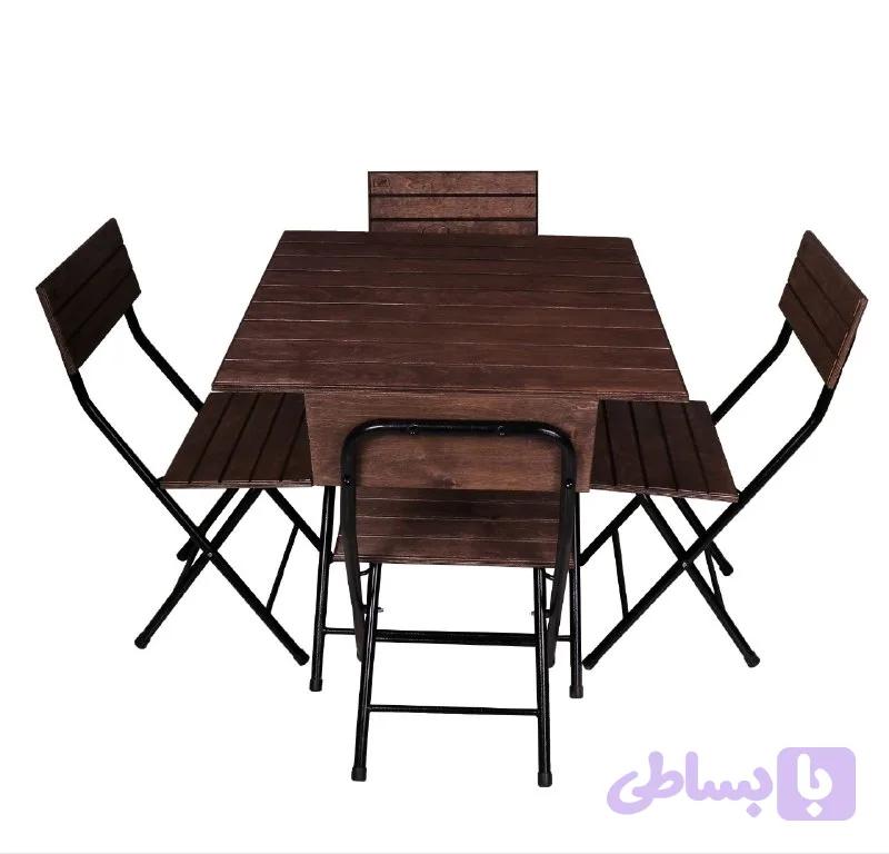میز و صندلی لولهای ۴نفره مربع