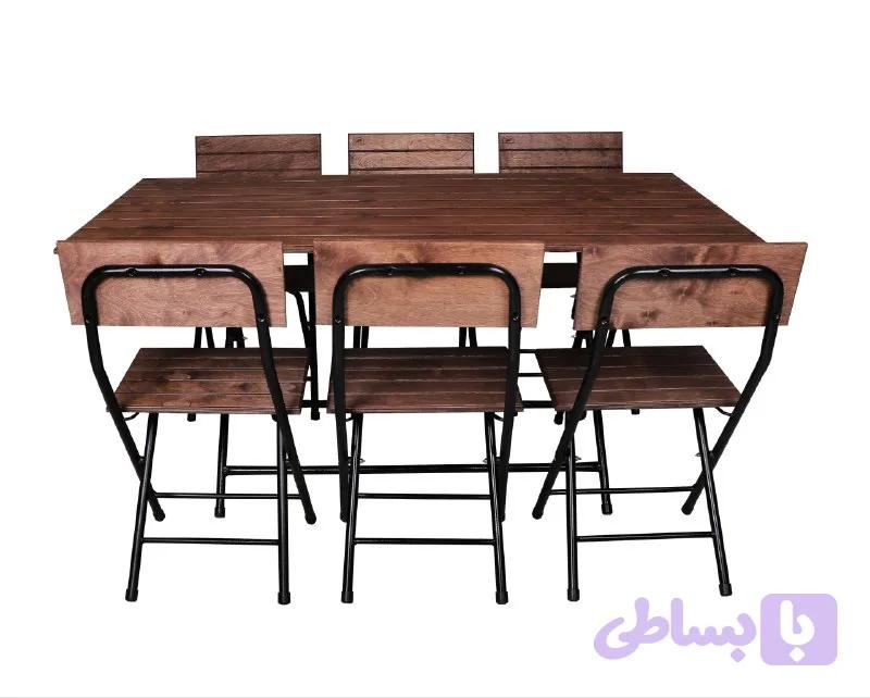 میز و صندلی ۶نفره با کلاف لوله‌ای در ابعاد ۱۵۰در۷۵ — تصویر 1