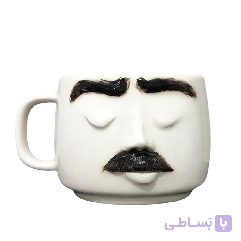 ماگ سرامیکی فانتزی طرح بابا با ابرو و سبیل برجسته — تصویر 1