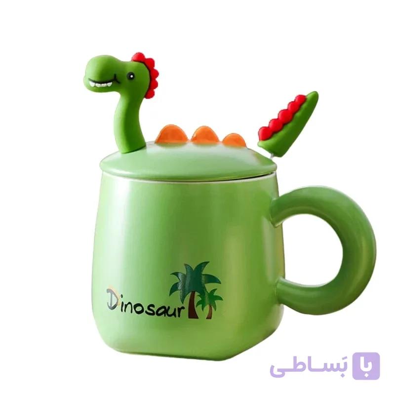 ماگ سرامیکی درب دار فانتزی مدل دایناسور — تصویر 1