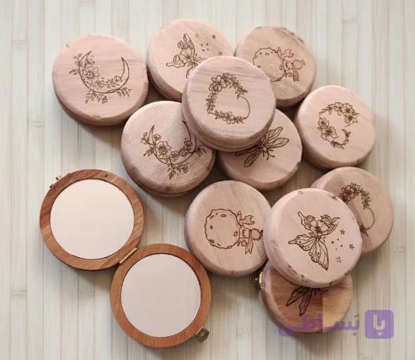 آینه تاشو جیبی وودیاهوم سوخته نگاری