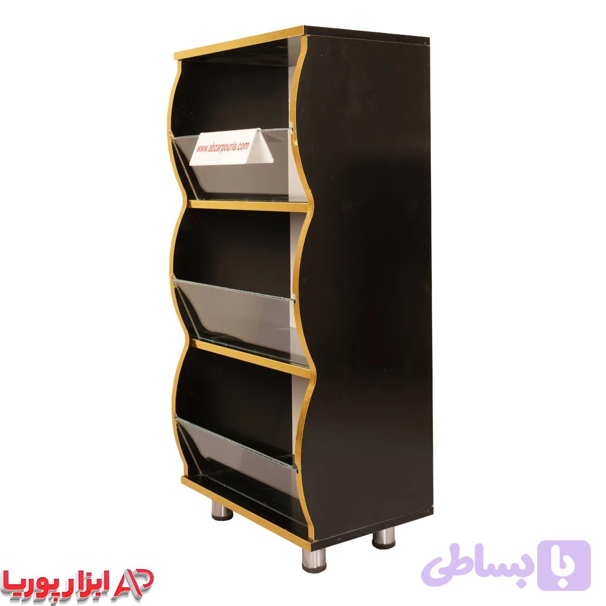 استند 3 طبقه شکم دار مشکی