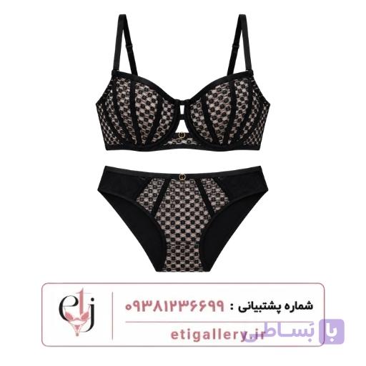 ست شورت و سوتین فنر دار توری بدون کاپ کد 11