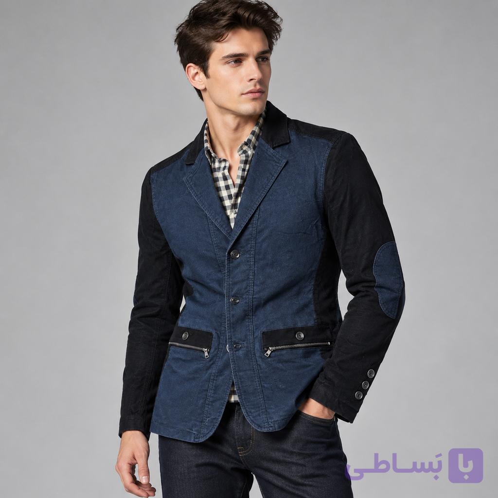 کت تک کتان پاییزه مردانه کژوال دو رنگ