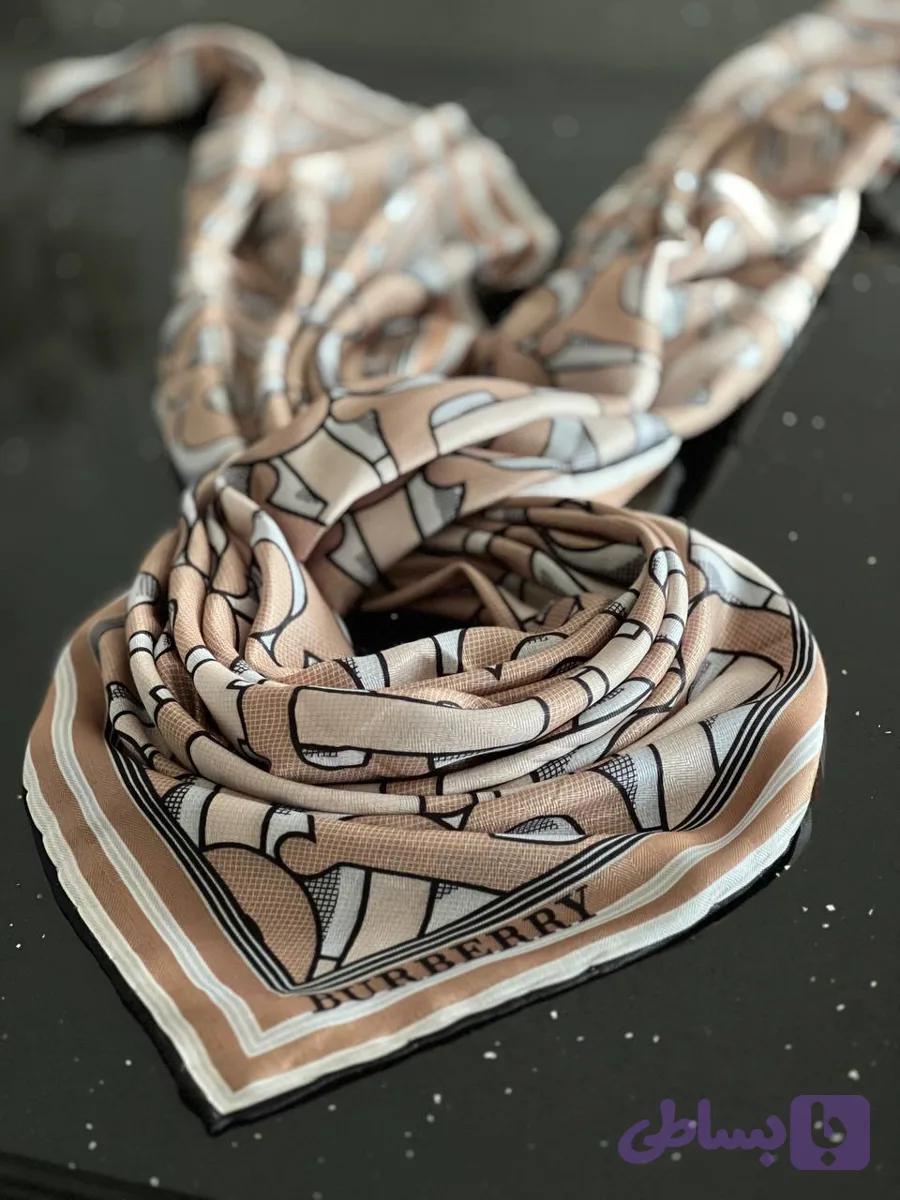 روسری ابریشم خاویار مجلسی مارکcoco chanel اعلاء دست دوز اورجینال sh-coco6 — تصویر 1