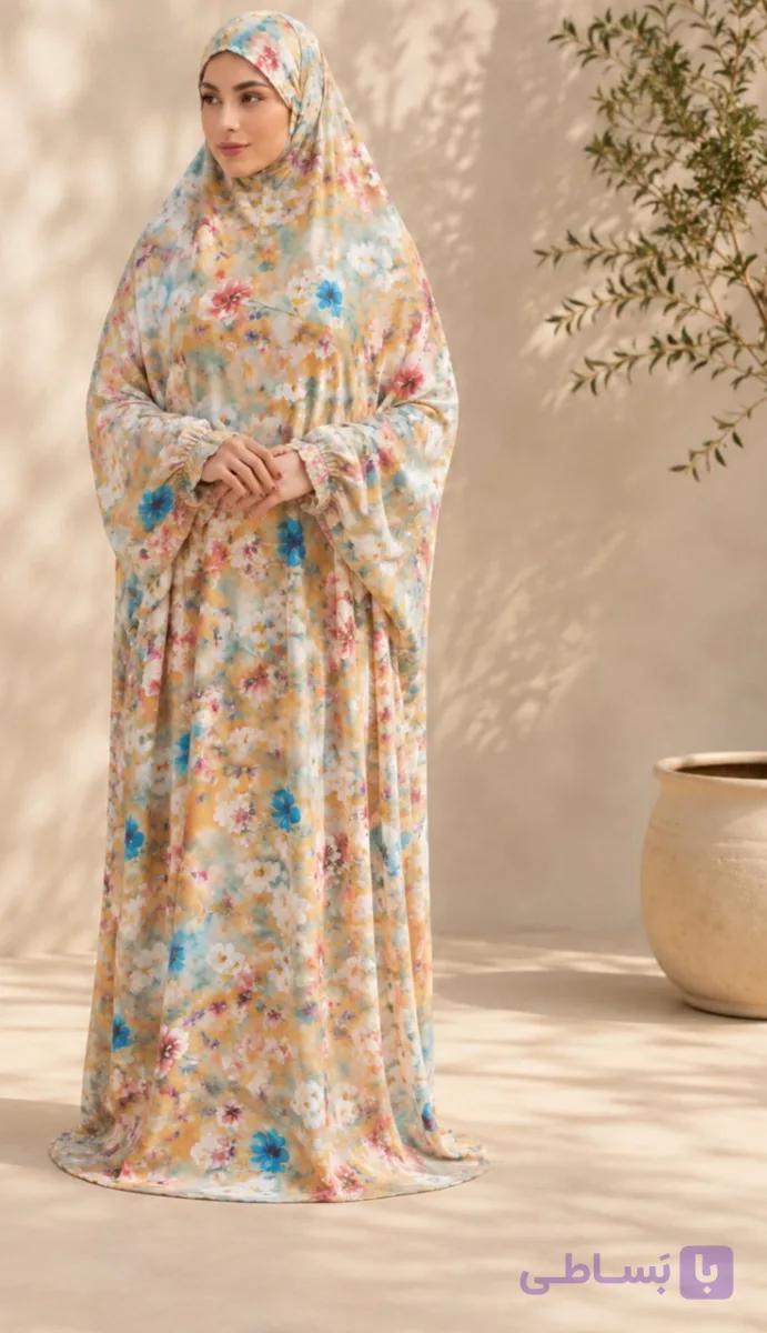 چادر نماز استین دار پارچه نخ سه بعدی