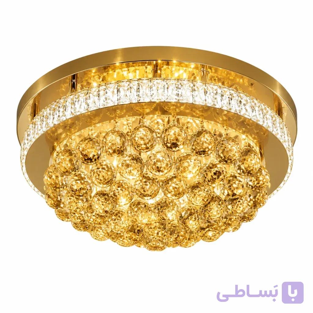لوستر سقفی کریستالی تک‌حلقه مدل بامبو با کریستال وارداتی