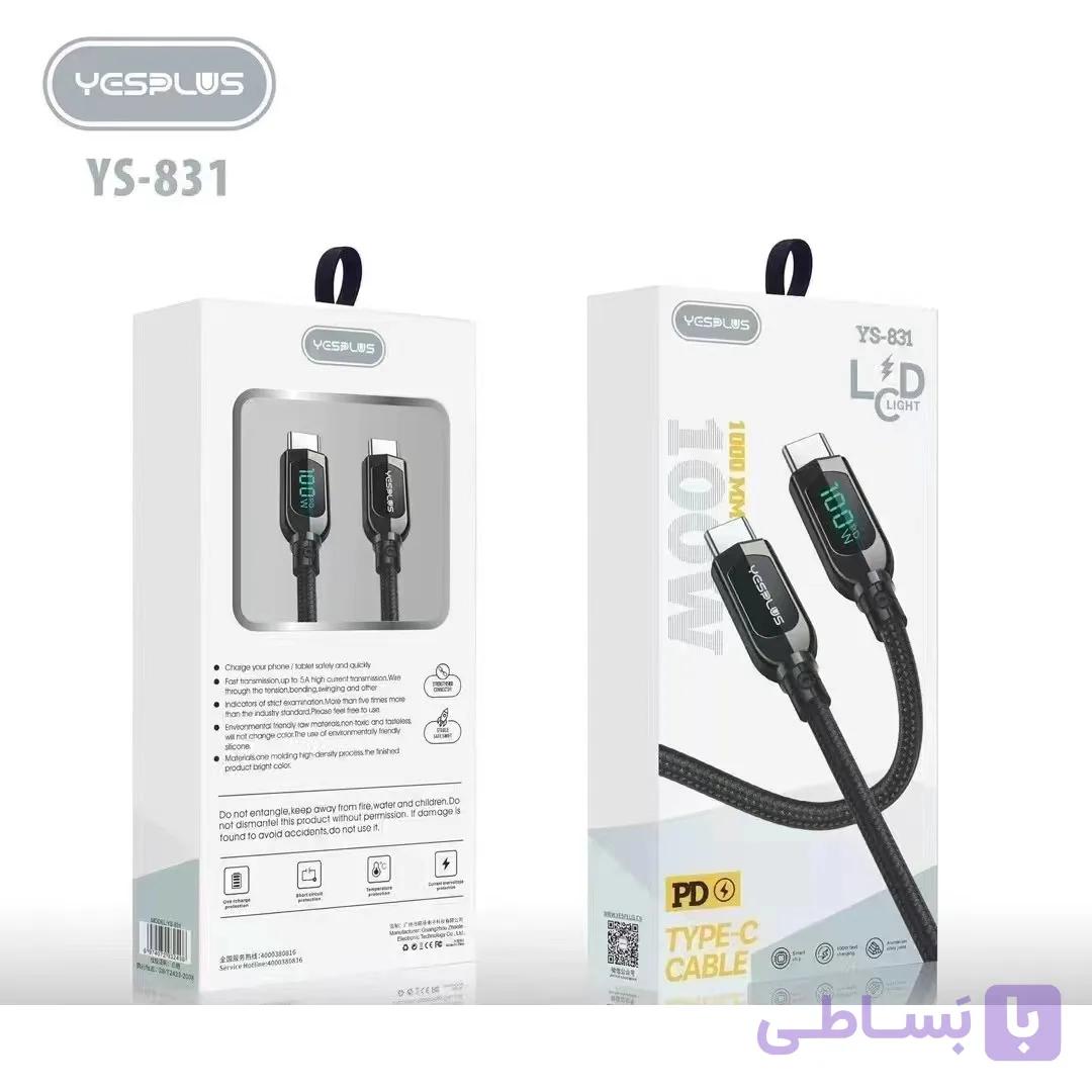 کابل شارژ دوسر Type-C نمایشگر دار YesPlus مدل YS-831