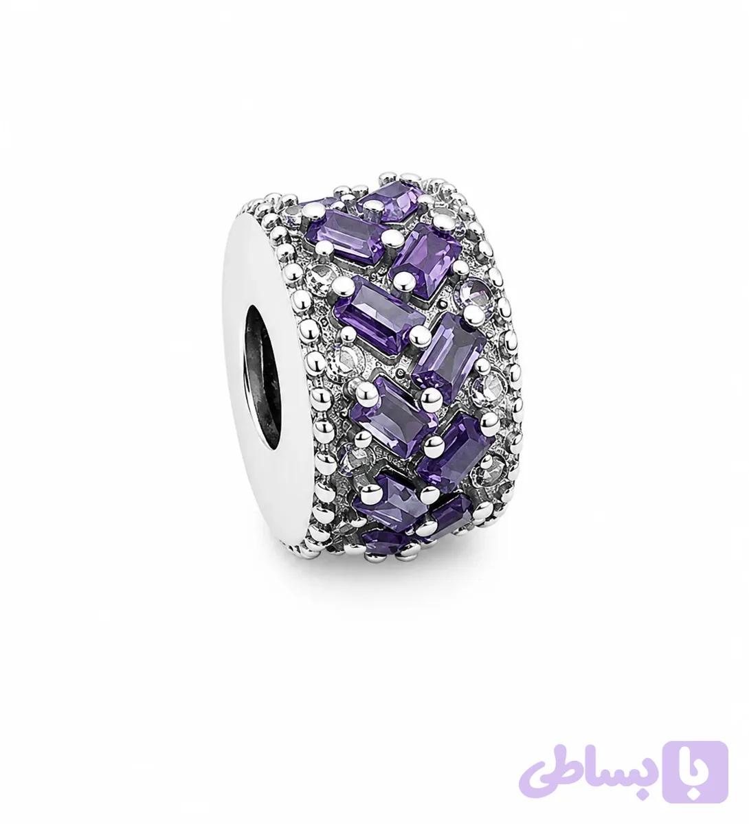 استوپر بنفش نگین‌دار پاندورا | Pandora Moments Purple Pavé Stopper — تصویر 1