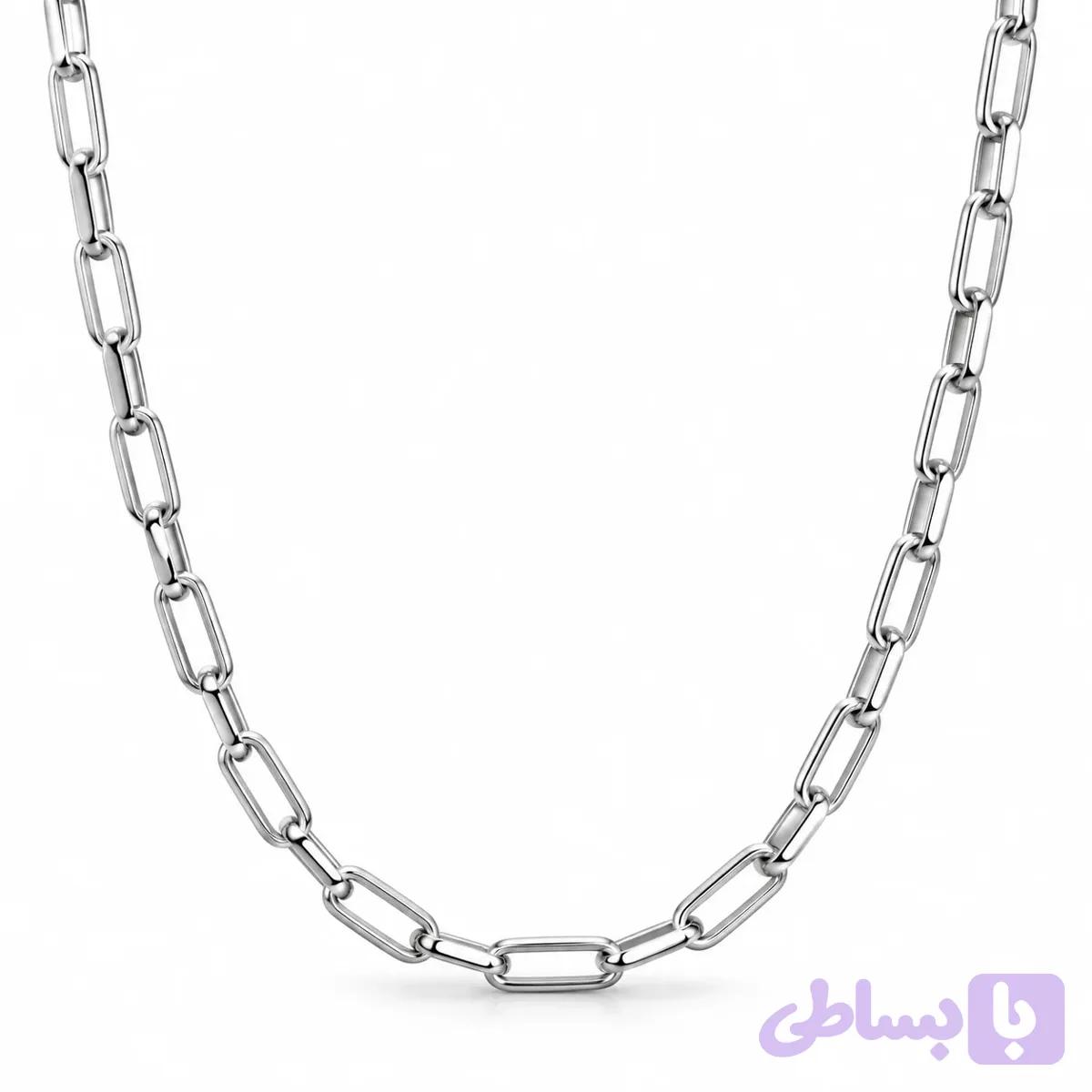 زنجیر مردانه نقره ۹۲۵ ایتالیایی پیپرکلیپ | Italian 925 Silver Paperclip Chain — تصویر 1