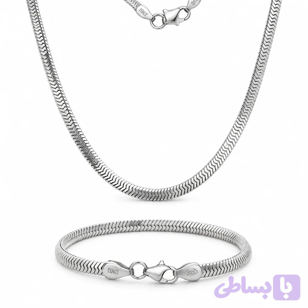 زنجیر مردانه نقره ۹۲۵ ایتالیایی هرینگبون یا تیغ ماهی | Italian 925 Silver Herringbone Chain — تصویر 1