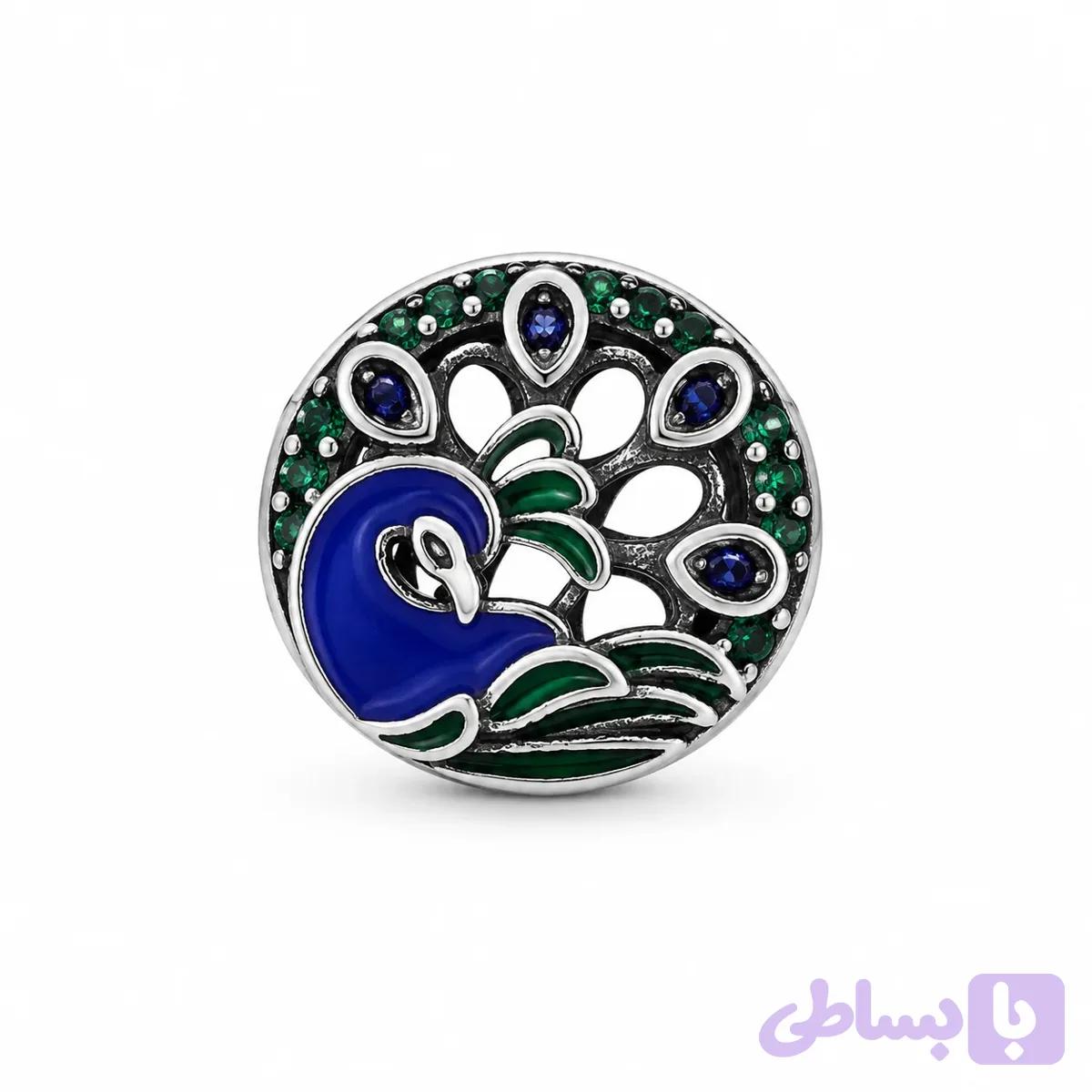 چارم طاووس آبی و سبز پاندورا | Pandora Moments Peacock Round Charm — تصویر 1
