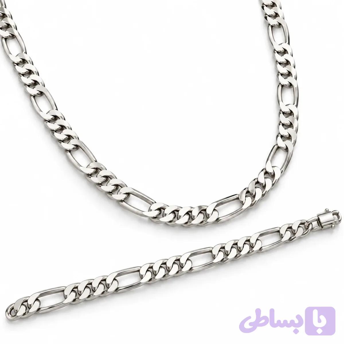 زنجیر مردانه نقره ۹۲۵ ایتالیایی فیگارو | Italian 925 Silver Figaro Chain — تصویر 1