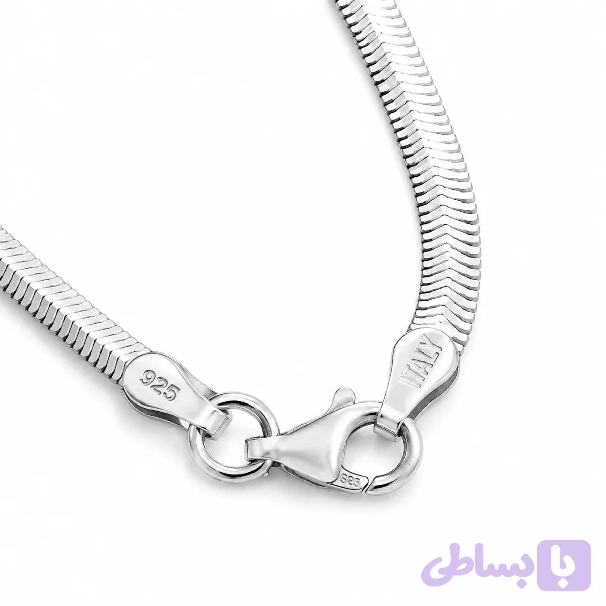 دستبند مردانه نقره ۹۲۵ ایتالیایی هرینگبون یا تیغ ماهی| Italian 925 Silver Herringbone Bracelet — تصویر 1