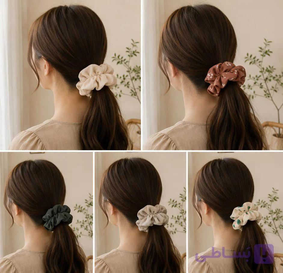 کش مو اسکرانچی Golden Handmade مدل پارچه‌ای، نرم و کاربردی | کد 0020