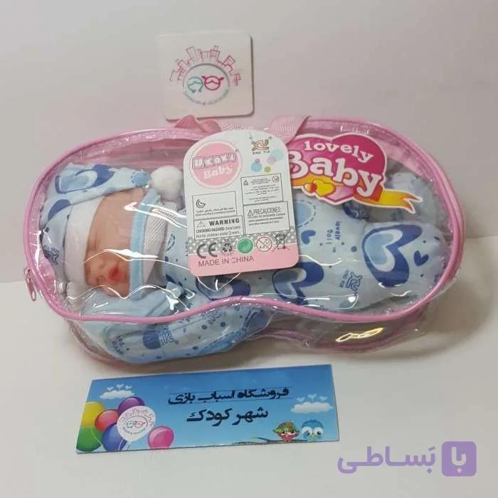 #۱۲۲۳# عروسک نوزاد لباس آبی خواب با ساک – lovely baby