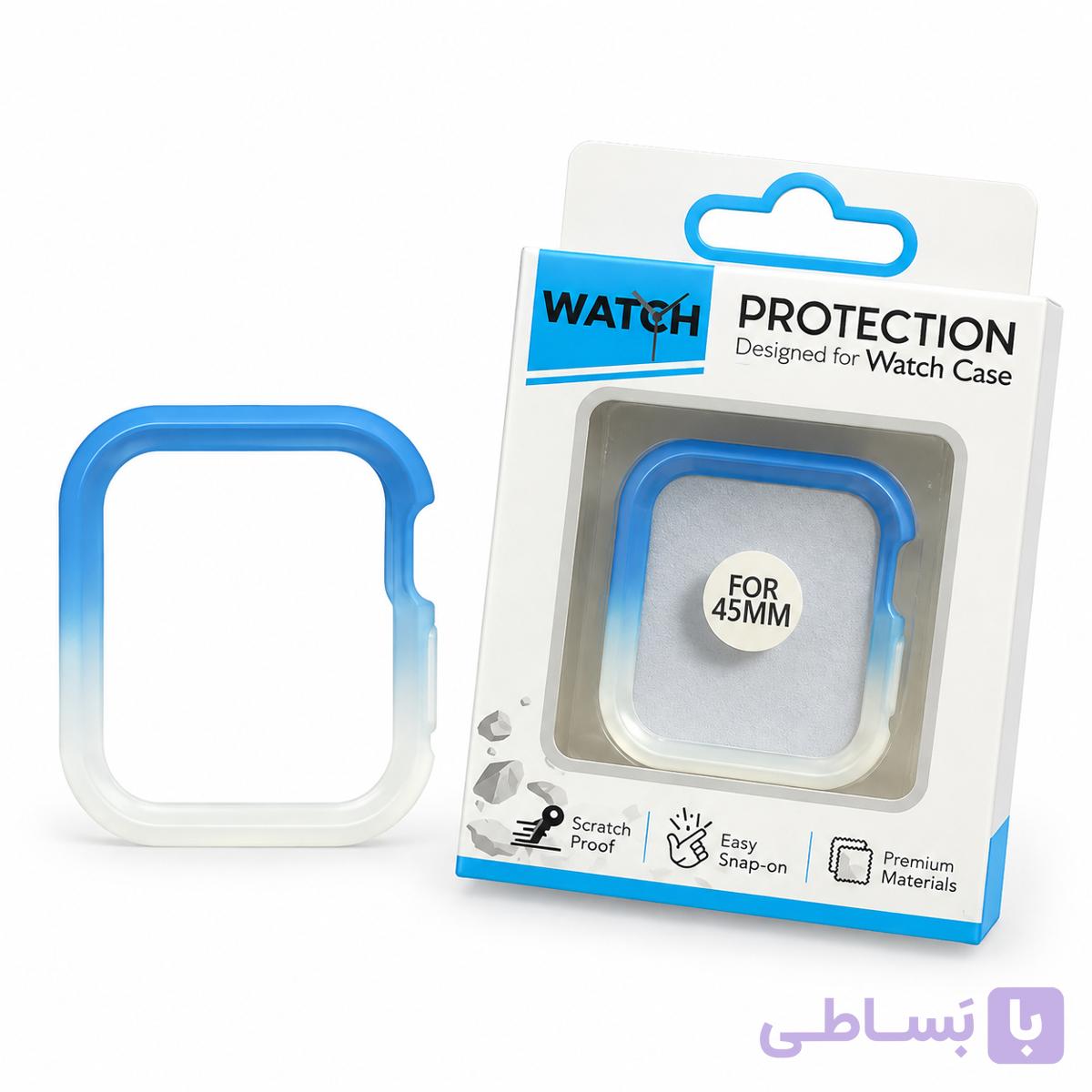 قاب محافظ ساعت هوشمند 45 میلی‌متر طرح گرادیانت ابی و سفید | Watch Case 45mm