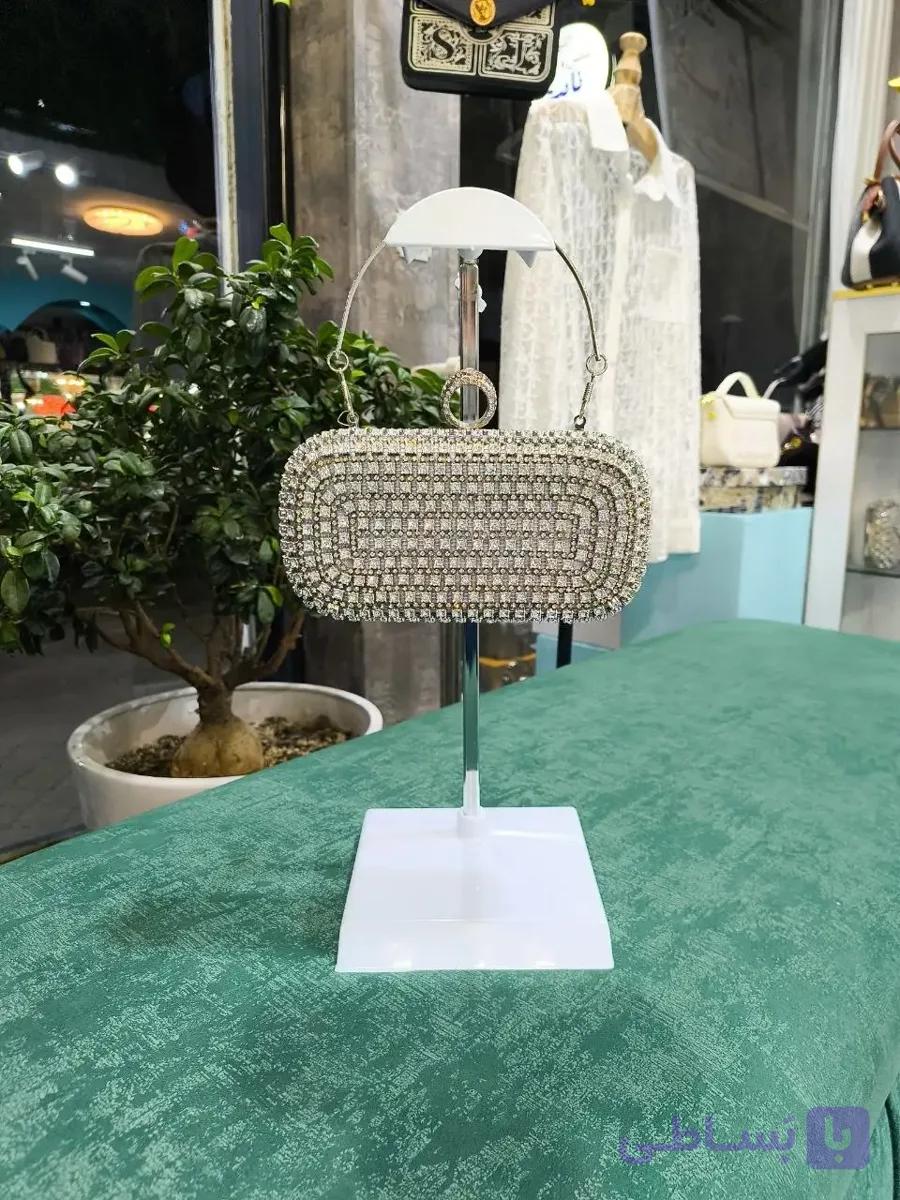 کیف دستی و دوشی زنانه نگین‌دار برند وانگ (Wang)