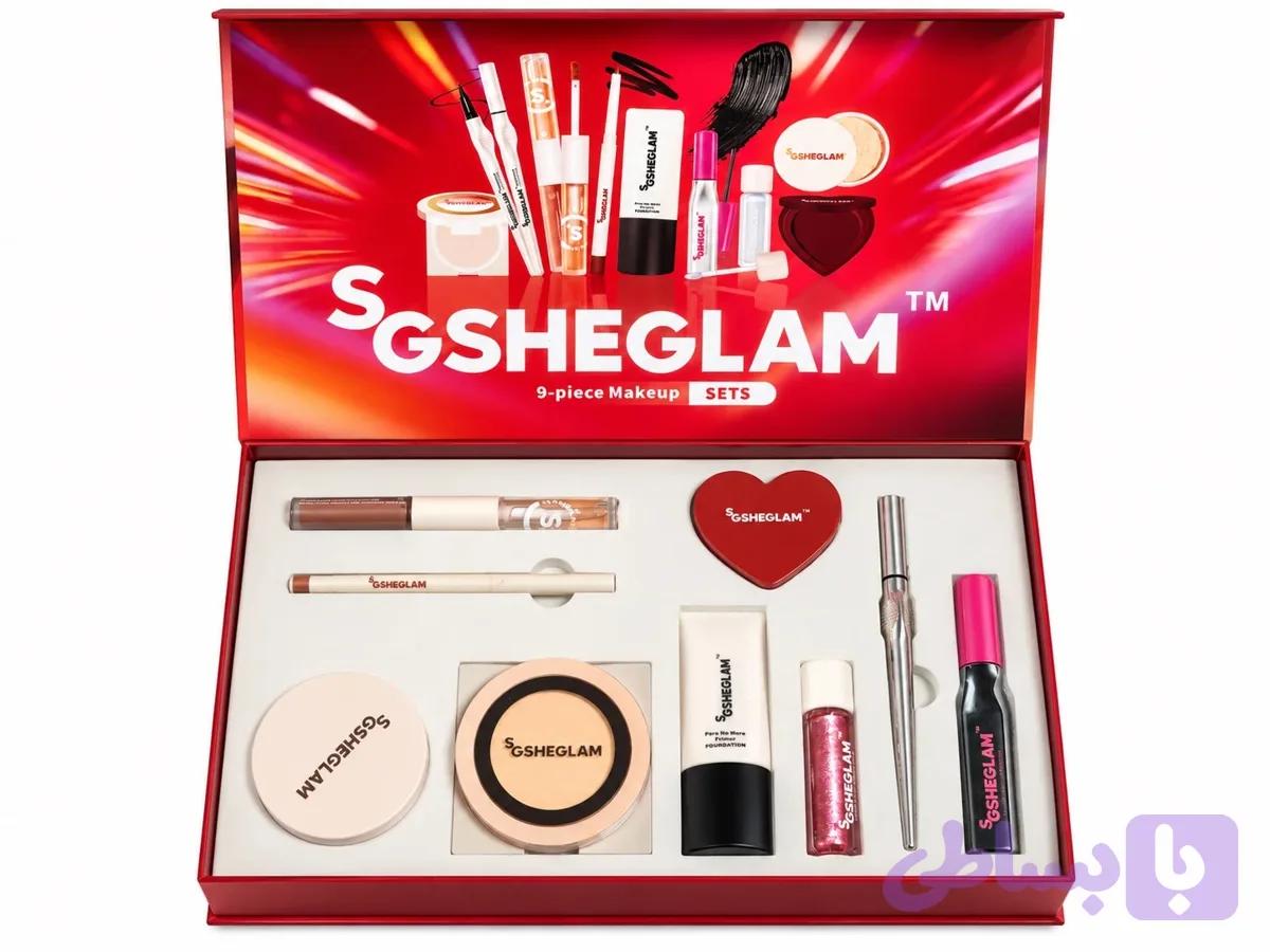 پک آرایشی شیگلم SGSHEGLAM ۹ تکه با باکس قرمز — تصویر 1