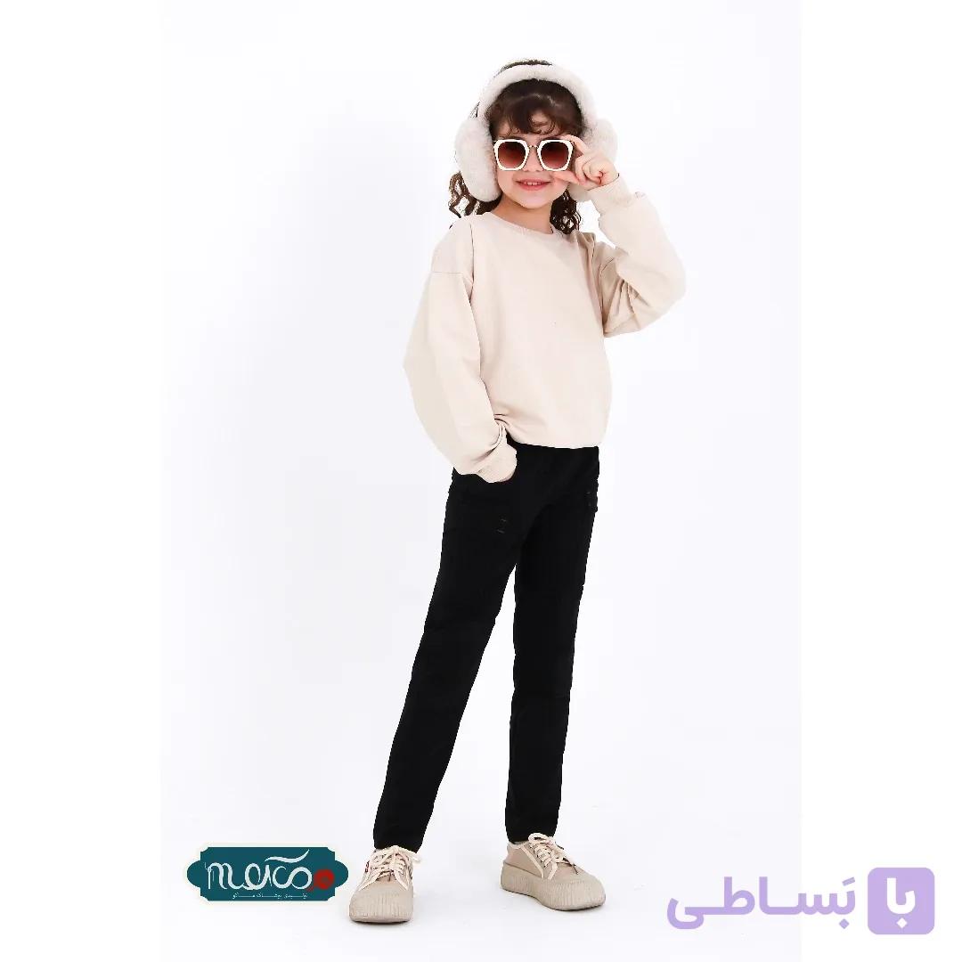 شلوار فایر نوجوان کمرکش با اسلاید گوشی مشکی — تصویر 1