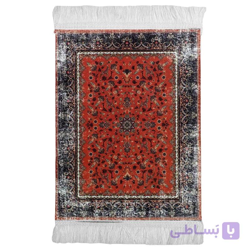 فرش ماشینی 1000 شانه زمینه قرمز لاکی حاشیه قرمز_مشکی مدل قالیچه فانتزی کد 19