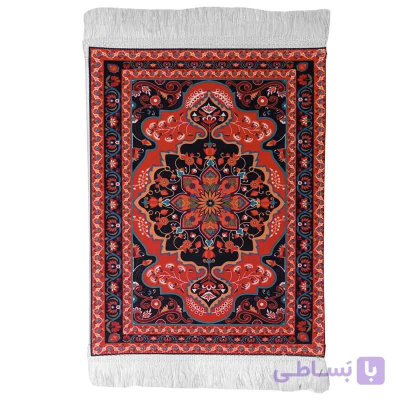 فرش ماشینی 1000 شانه زمینه قرمز حاشیه قرمز مدل قالیچه وینتیج آنتیک کد 25