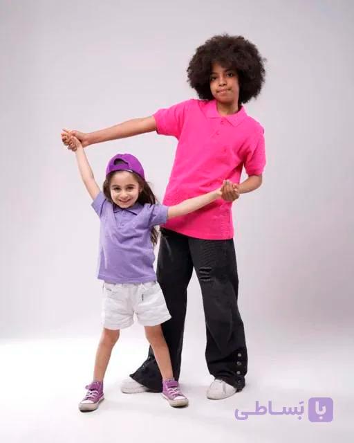 تیشرت جودون یقه‌دار بچگانه رنگ طوسی — تصویر 1