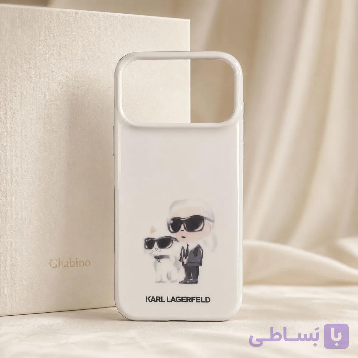 قاب آیفون 17 پرو مکس Karl Lagerfeld طرح گربه سفید — تصویر 1