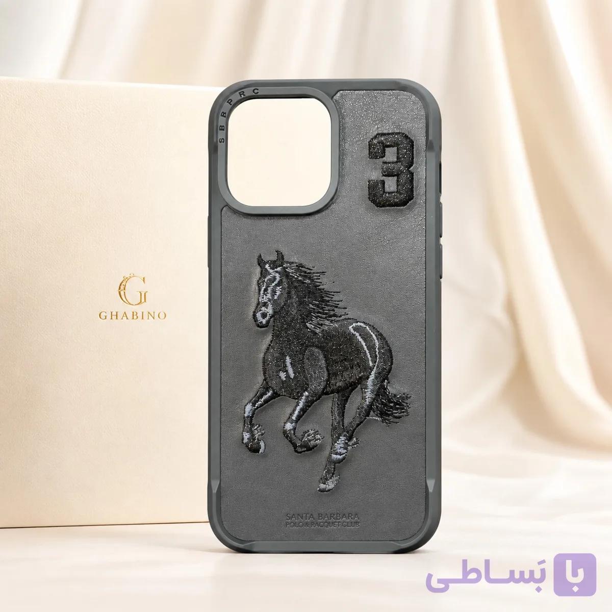 قاب آیفون 16 پرو مکس Santa Barbara Polo طرح اسب Horse No.3 خاکستری — تصویر 1