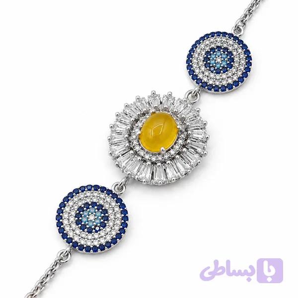 دستبند شرف الشمس نقره زنانه طرح لونا + حکاکی — تصویر 1