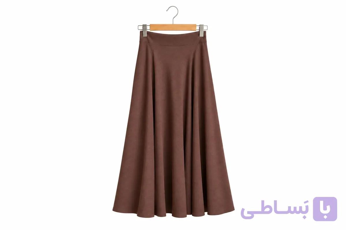 دامن کلوش آریسا قهوه ای