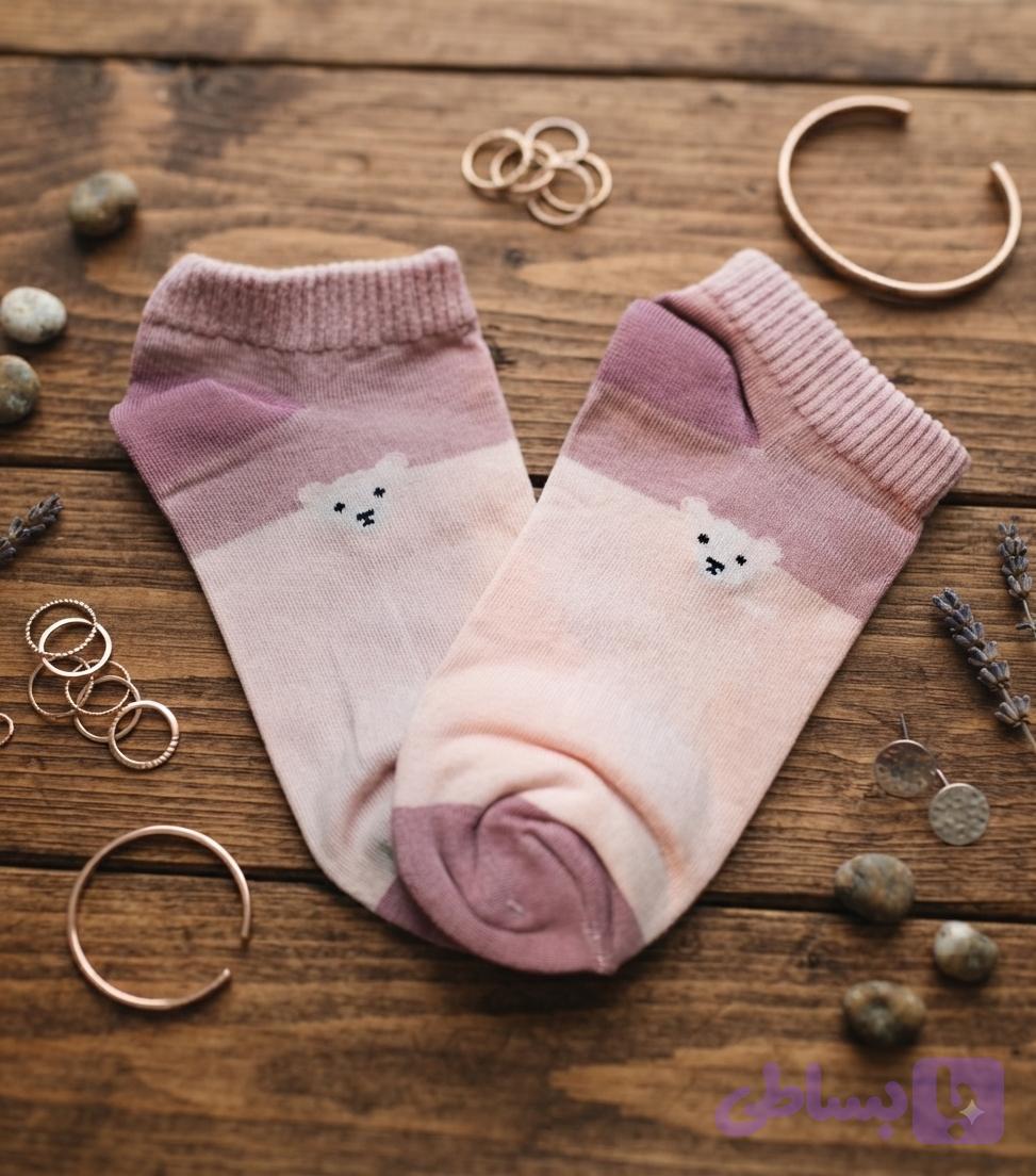 جوراب مچی پنبه ای ، خرسی